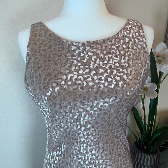 Vintage Coquette Pink Low-Back Soft Leopard Print Sleeveless Harlow Dress Sz 12 - Picture 3 of 8